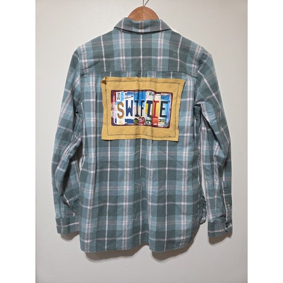 Upcycle Repurposed Taylor Swift M vintage Eddie Bauer Snap Plaid - Picture 1 of 5